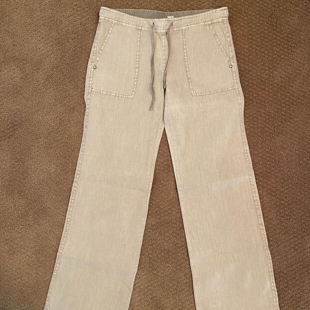 Michael Stars 100% Linen Drawstring Pants Tan